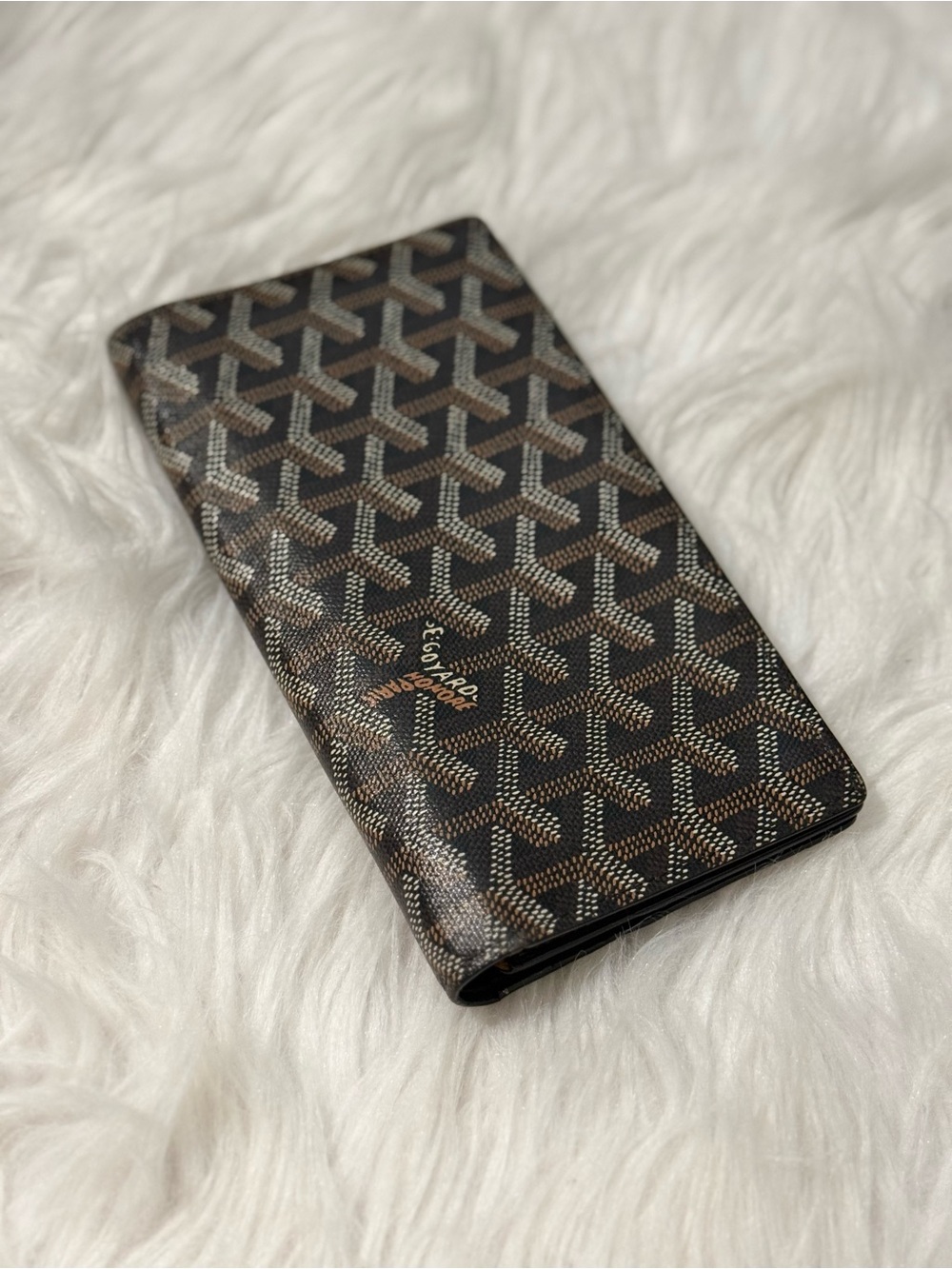 Goyard Black & Brown Repeating Chevron Long Card and Key Holder